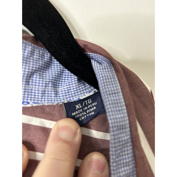 Tommy Bahama Men Size XL Striped Button Front Long Sleeve Pima Cotton Shirt - Picture 4 of 7
